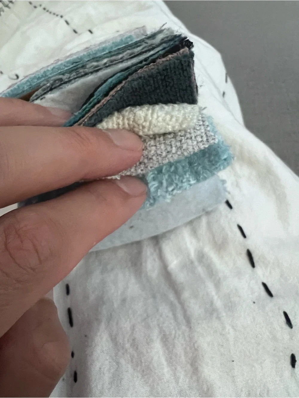 Mixed Crafting Fabric Swatches & Textures | Blue Teal & Gray Tones Bundle 20 3x3